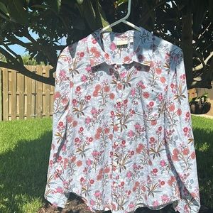 Long sleeve linen blouse